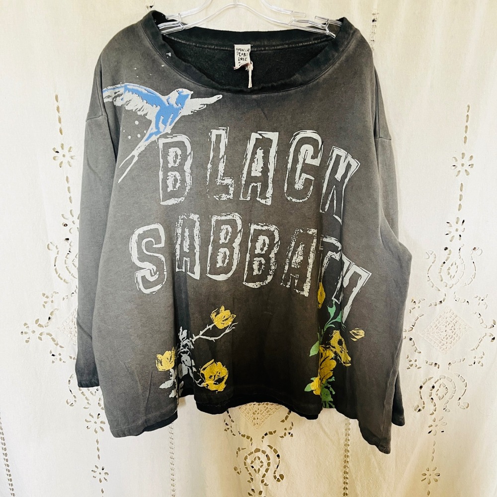 NWT Magnolia Pearl Black Sabbath After Forever Distressed Hermosa Sweatshirt OS